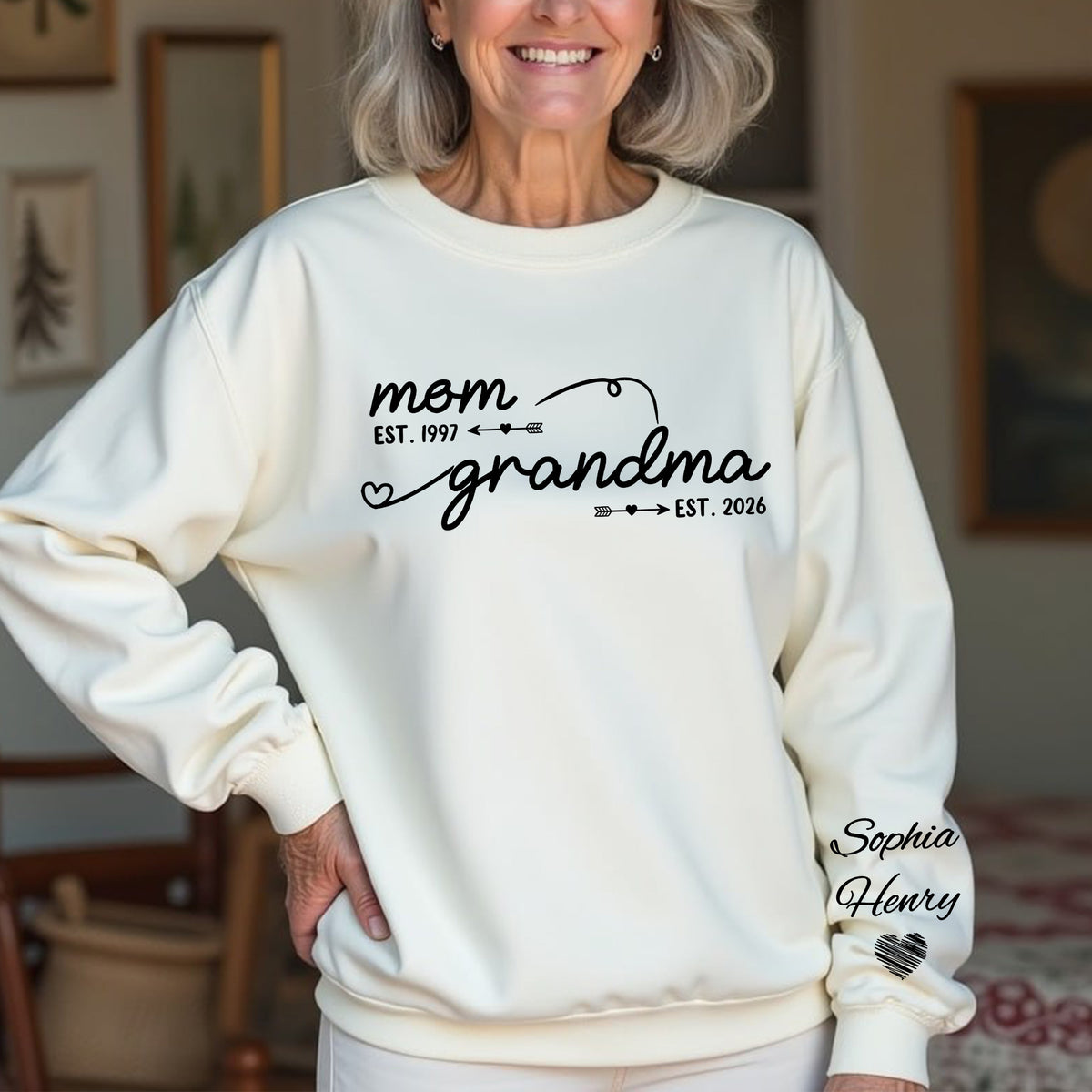 Custom Mom Grandma Est Year Sleeve Sweatshirt Gift For Mother's Day LM32 899105