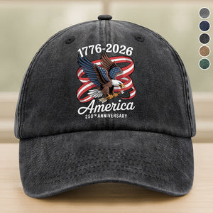 America 250Th Anniversary 1776-2026 Eagle Us Flag Washed Denim Baseball Cap HA75 898832