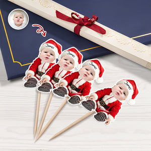 Custom Baby Santa Photo First Christmas Cupcake Topper CH07 899030