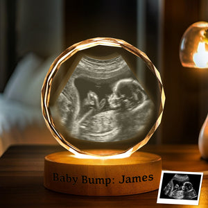 Custom Photo Baby Bump Engraved Crystal Photo With Light Gift For Family CH07 910052