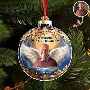 Custom Photo Forever In Our Hearts Memorial Acrylic Ornament HA75 897884