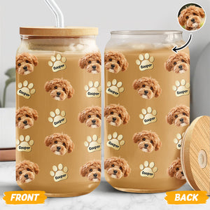 Custom Dog Cat Pet Photo Glass Can With Lid Gift for Pet Lovers HA75 898420