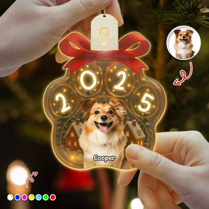 Custom Cute Dog Photo Personalized Dog Paw Christmas Led Ornament CH07 896778