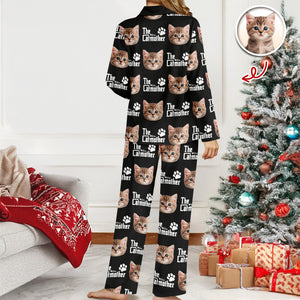 Custom Puppy Photo The Cat Father with Pawprints Design - Personalized Pajamas LM32 895755