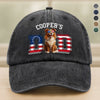 Personalized Dog Dad Ver US Flag Vintage Washed Denim Baseball Cap HO82 901254
