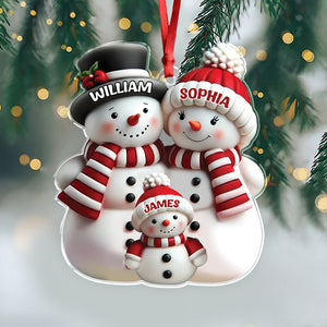 Custom Name 3D Effect Cute Snowman Family Christmas Personalized Acrylic Ornament LM32 895817