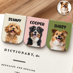 Custom Dog Photo Leather Magnetic Bookmark For Book Lovers, Dog Lovers CH07 899520