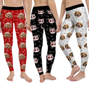 Custom Photo With Bone Pattern Dog Cat Legging HO82 900534