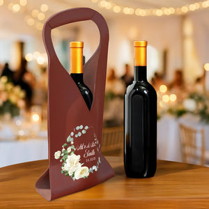 Custom Mr Mrs Personalized Wedding Leather Wine Bag Engagement Gift, Wedding Gift CH07 896534