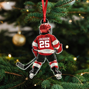 Custom Name Number Personalized Kid Hockey Player Acrylic Ornament HA75 897874