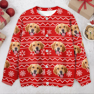 Custom Dog Face Photo With Christmas Pattern Ugly Cardigan CH07 899822