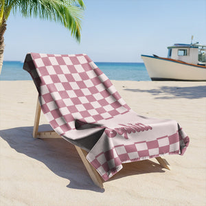 Personalized Name Checkered Pattern Beach Towels Vacation Gift HO82 894236