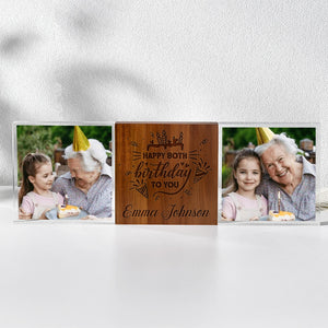 Custom Birthday Photo Wooden & Acrylic Photo Block Set Gift For Family CH07 896348