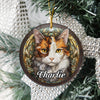 Custom Cat Stained Glass Style Christmas Ceramic Ornament TH10 896421