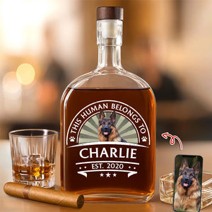 Custom Dog Photo This Human Belong To Whiskey Bottle For Dog Lovers LM32 895021