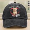 Custom Cat Photo Forever In My Heart Memorial Washed Denim Baseball Cap HA75 897224