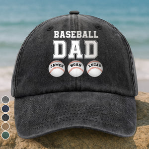 Baseball Dad - Personalized Washed Denim Baseball Cap TH10 896163