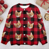 Custom Cat Face Photo With Christmas Pattern Ugly Cardigan CH07 899824