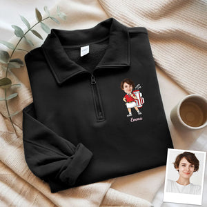 Custom Funny Face Golf Print Quarter Zip Sweater HA75 898650