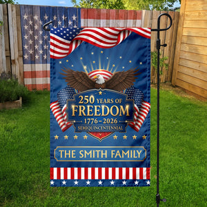 Custom Family Name 250 Years of the United States 1776–2026 Liberty Garden Flag LM32 897805