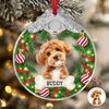 Custom Photo Dog Metal Glass Ornament For Christmas HA75 897168