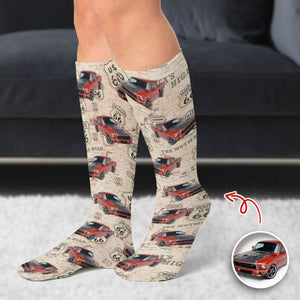 Custom Car Photo Retro Route 66 Socks Gift For Car Lover CH07 899938