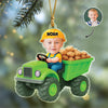 Custom Photo Kid Riding Construction - Personalized Acrylic Ornament Christmas Gift For Family LM32 895589