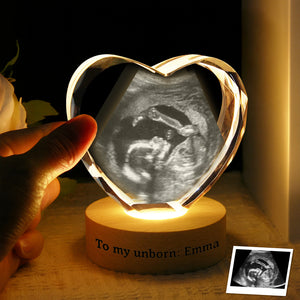 Custom Photo Baby Bump Engraved Crystal Photo With Light Gift For Family CH07 910052