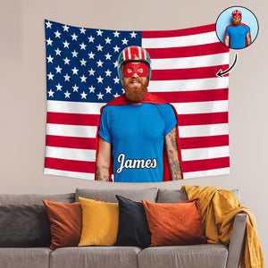 Custom Photo American Flag Tapestry CH07 895622
