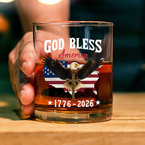 Patriotic 250th Anniversary God Bless America Eagle 1776–2026 Whiskey Glass HO82 900976