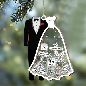 First Christmas Married Personalized Wedding Wood & Acrylic Ornament Christmas Gift CH07 899404