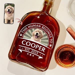 Custom Dog Photo This Human Belong To Whiskey Bottle For Dog Lovers LM32 895021