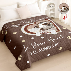 Custom Photo Paw Print Heart-shaped Dog Cat Memorial Quilt Blanket For Pet Lovers HO82 900672