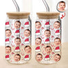 Custom Photo Glass Can With Lid, Christmas Gift For Family HO82 900692