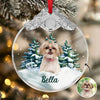 Custom Dog Photo Metal Top Glass Ornament For Christmas HA75 897170
