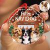 Custom Photo Cozy Room Feliz Navidog - Personalized Circle Glass Ornament LM32 895759