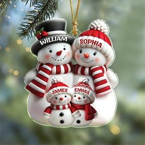Custom Name 3D Effect Cute Snowman Family Christmas Personalized Acrylic Ornament LM32 895817