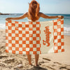 Personalized Name Checkered Pattern Beach Towels Vacation Gift HO82 894236