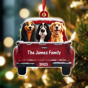 Personalized Dogs With Red Truck Christmas Acrylic Ornament Gifts For Dog Lovers TH10 896683