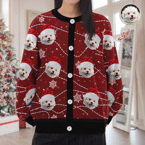 Custom Puppy Photo Personalized Dog Lovers Christmas Cardigan CH07 899896
