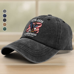 America 250Th Anniversary 1776-2026 Eagle Us Flag Washed Denim Baseball Cap HA75 898832