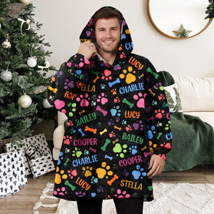 Custom Name Area Bones And Paws Hoodie Blanket HO82 900572