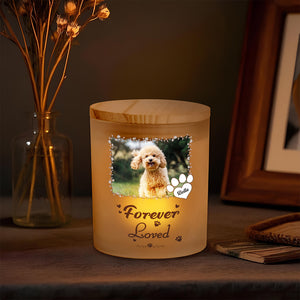 Custom Photo Forever Loved Pet Paw Print Glass Jar With LED Candle LM32 897509