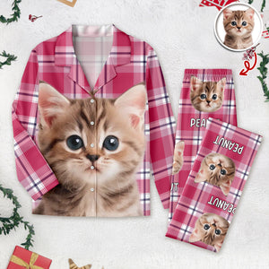 Custom Cat Photo Winter Pattern Pajamas Funny Gift For Cat Lovers CH07 896946