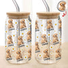 Custom Dog Photo And Name Daisy Glass Can With Lid Gift TH10 896787