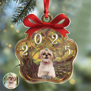 Custom Cute Dog Photo Van Gogh Christmas 2025 Acrylic Ornament LM32 895629