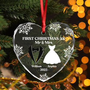 Our First Christmas As Mr & Mrs Personalized Heart Shaped Glass Ornament Anniversary Christmas Wedding Gifts HA75 897138
