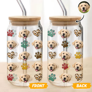 Custom Dog Cat Pet Photo Glass Can With Lid Gift for Pet Lovers HA75 898296
