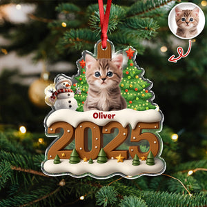 Custom Cat Photo Cozy Xmas Crew Acrylic Ornament Personalized Gift For Christmas HO82 900134