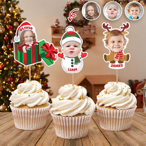 Custom Photo Baby Santa Claus Christmas Cupcake Toppers Xmas Decor HA75 897262